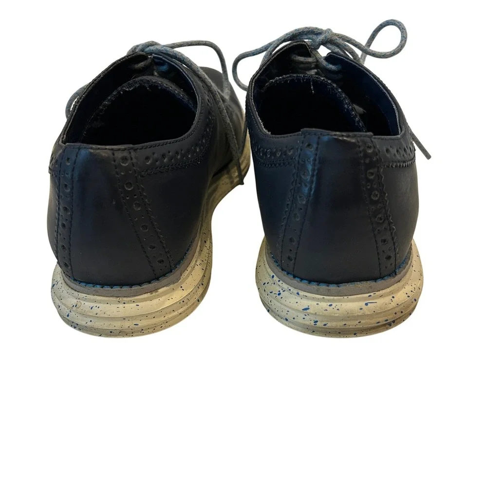 Cole Haan Lunargrand Oxford 8.5 Mens Navy Blue Leather Wingtip Speckled C12091
